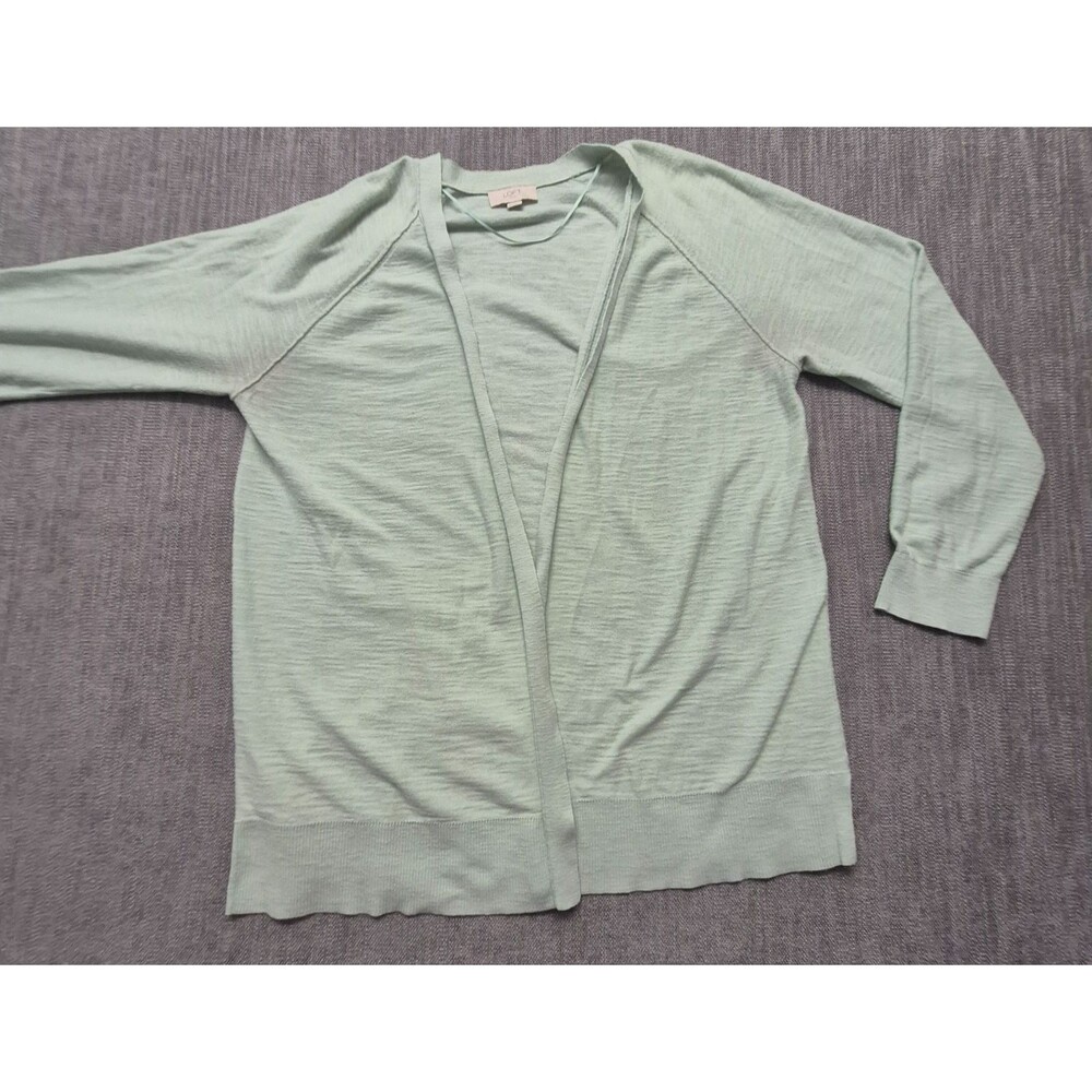 Loft women's light green cardigan sweater XL 100% Cotton light weight Open Front